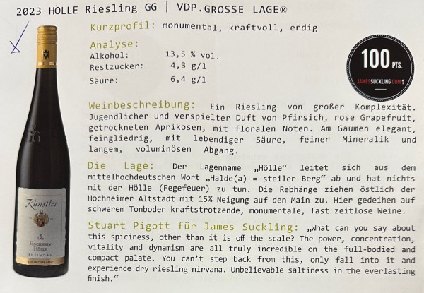 Künstler Hochheim HÖLLE 2023 GG Riesling VDP.GROSSE LAGE